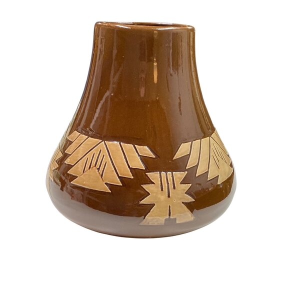 Vintage Native American Indian Sioux Pottery Vase Signed J Kill Handmade Brown - Picture 4 of 13